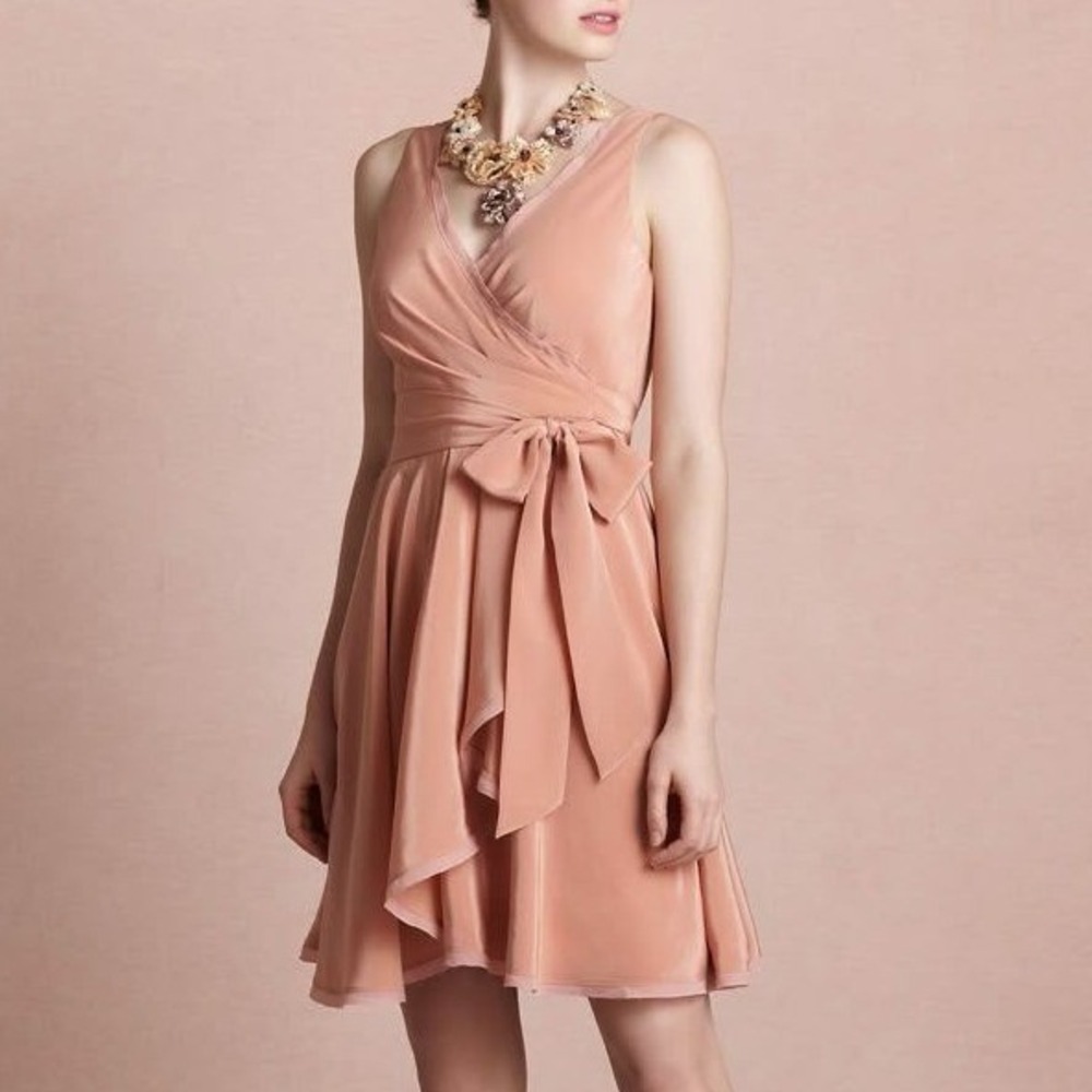 Anthropologie Quillaree Silk Blend Wrap Dress Romantic Cocktail Hem Balletcore 0